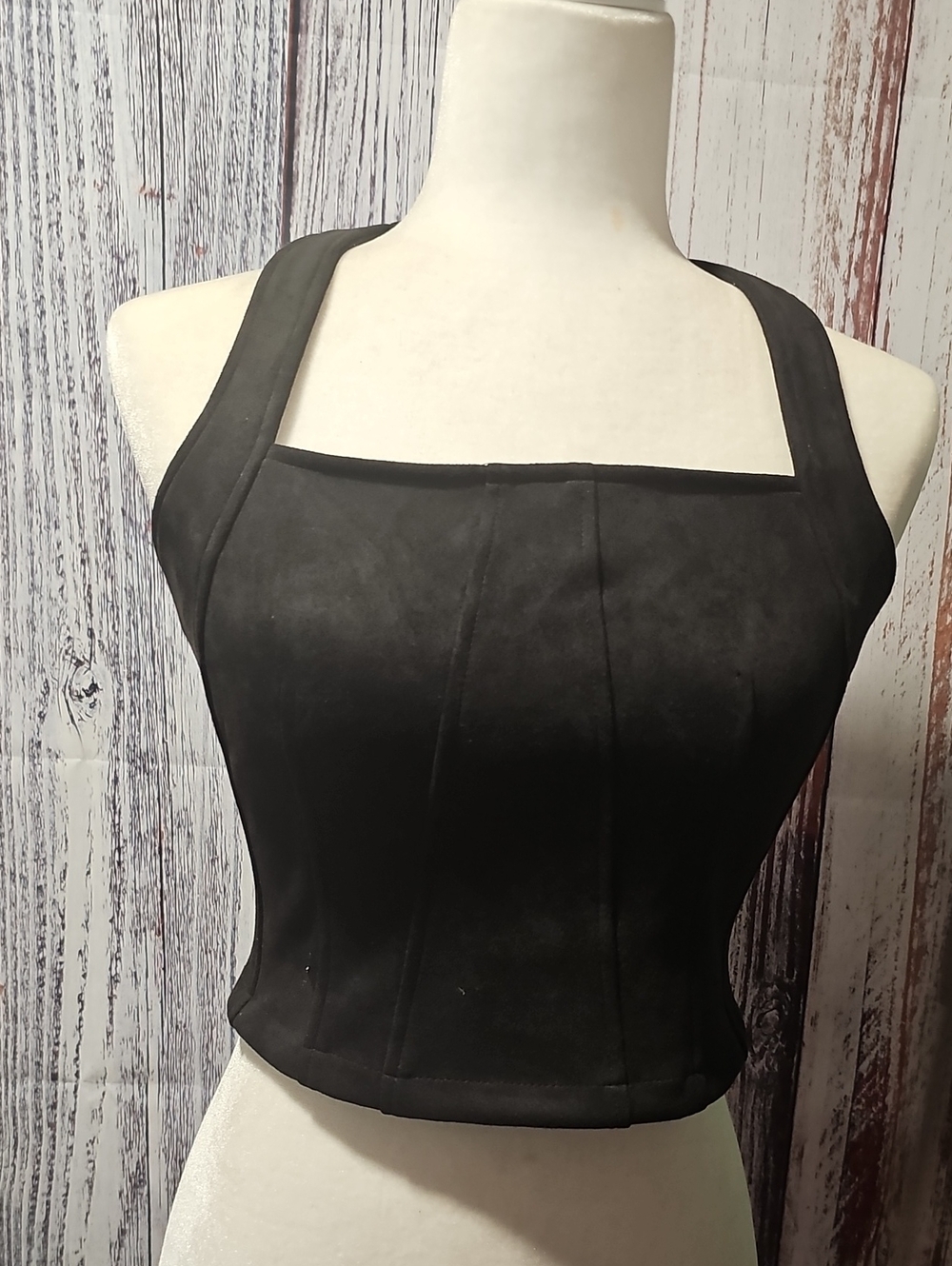 Sincerely Jules Black Square-Neck Crop Top with Wide Straps